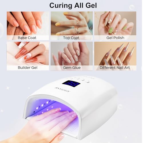 UV Light for Nails, Cordless UV Nail Lamp for Gel Nails 66W, Rechargeable LED Nail Dryer with 5 Timer Setting Auto Sensor Fast Nail Light Curing Lamp for Salon & Home, White