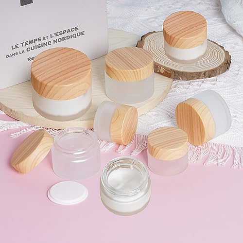 6Pcs Glass Cosmetic Jars with Lids (15ml, 30ml, 50ml) - Refillable Travel Containers