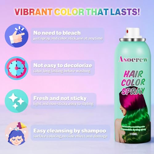 Green Temporary Hair Color Spray for Kids & Adults | Non-Sticky & Washable