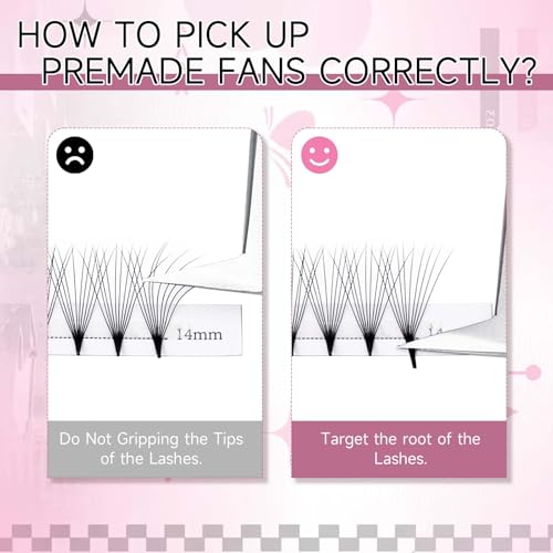 Premade Fans Eyelash Extensions 12D 0.07 D Curl Mixed Tray Premade Lash Fans Middle Stem Lashes Extension Premade Volume Fans Pro Point (12D-0.07-D, 15-20mm)
