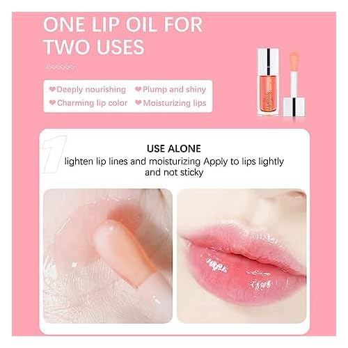3-in-1 Plumping & Hydrating Lip Oil Gloss - Tinted, Long Lasting, Natural Lip Plumper (01+12+15)