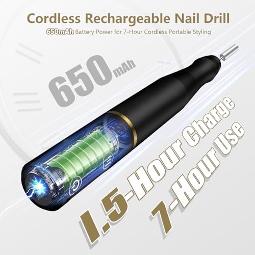 TUOBEO Cordless Nail Drill Kit - Rechargeable Efile for Manicure & Pedicure