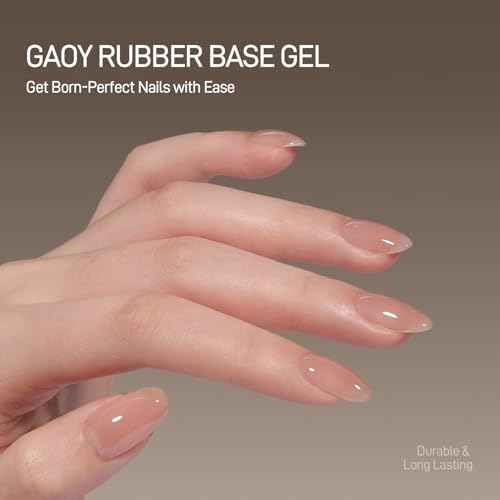 GAOY 16ml Builder Base Gel, Jelly Rubber Base Nail Gel Nude Sheer Pink, 3-in-1 Soak Off UV Light Cure Nail Strengthener, 01 Lush Nude