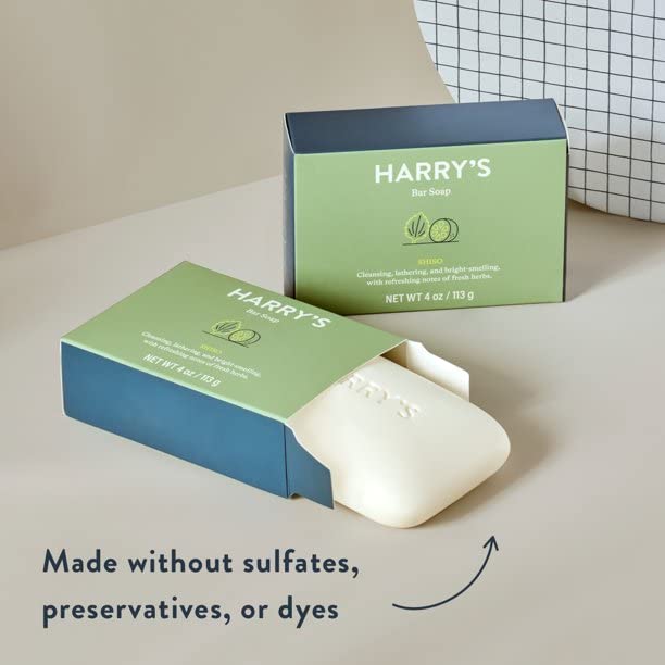 Harry's Bar Soap for Men, Shiso Scent of Bright Herbs, 4 Pack