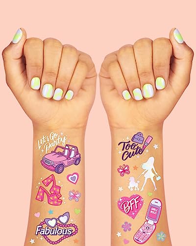 84 Pink Party Temporary Tattoos - Birthday Party Supplies