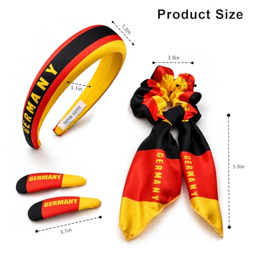 Germany Flag Hair Ties & Clips 4-Piece Set for Women