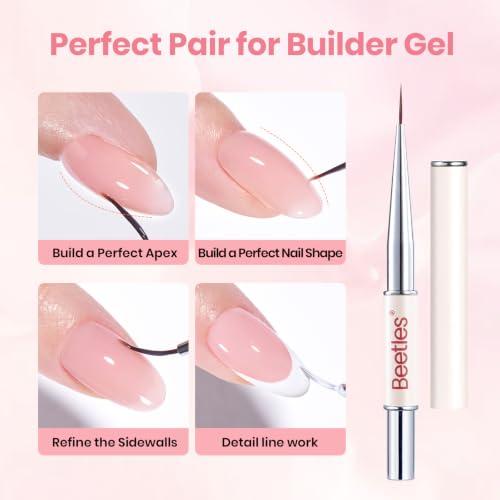 Beetles Builder Gel for Nails C-Rose Pink Soft Nectar 15ml with Nail Art Brush