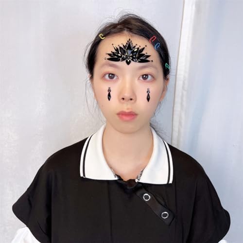 Topz Black Face Jewels Stickers - Self-Adhesive Body Gems