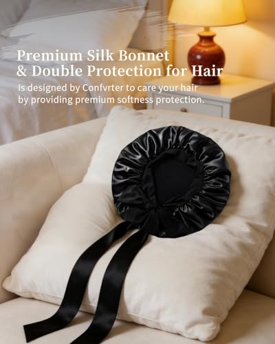 Silk Satin Bonnet for Women - Large Sleep Cap with Tie Band