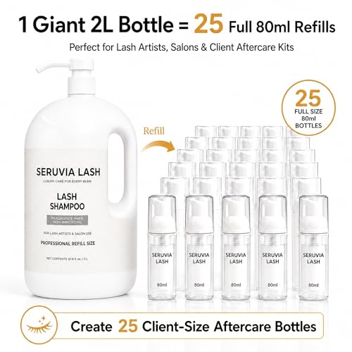 Lash Shampoo Bulk Kit - 2L Refill with 80ml Bottles & Brushes