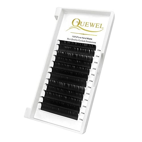 QUEWEL Eyelash Extension Supplies 0.15 D Curl 11mm Classic Individual Lash Extensions|Optinal 0.03/0.05/0.07/0.10/0.15/0.20 C/D Single 8-25mm Mix 8-14mm 15-20mm 20-25mm|(0.15 D 11mm)