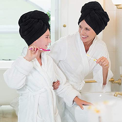 Hair Drying Towel Cap 3-Pack with Button - Quick Dry