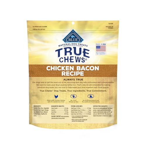 Blue Buffalo True Chews Dog Treats, Made in the USA with Natural Ingredients, Chicken Bacon Recipe, 12-oz. Bag