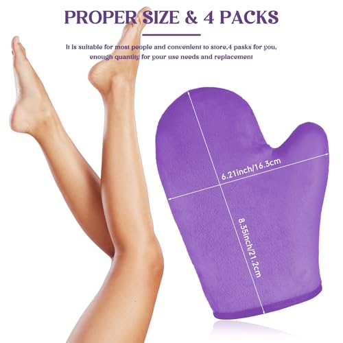 SATINIOR Reusable Self Tanning Mitt Applicator 4 Pack - Velvet Tanning Gloves