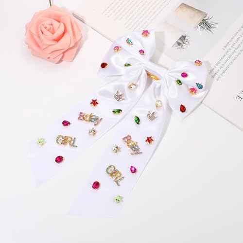 Birthday Hair Bows for Women Crown Birthday Girl Hair Bow Clips Crystal Pearl Star Jeweled Big Hair Bows Pink Bow Satin Hair Ribbons Accessories Gifts Party Favors (Pattern B3)