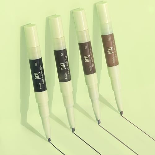 Pixi Natural Brow Duo - Deep Brunette, Precision Pencil & Tinted Gel, Waterproof Brow Shaper for All-Day Hold, Paraben-Free, 0.2oz