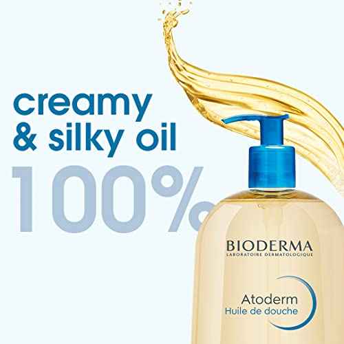 Bioderma Atoderm Shower Oil, Cleansing Oil For Face & Body, Nourishing Cleansing Oil For Dry to Atopic Sensitive Skin For Softer & Smooth Skin For Your Whole Family