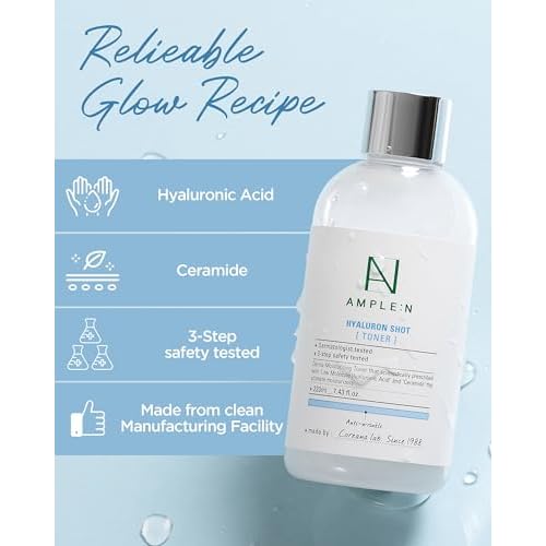 Hyaluron Shot Toner ? Korean Hyaluronic Acid and Ceramide Hydrating Face Toner - Moisturizing Essence for Minimizing Wrinkles ? Dewy Healthy Glow Skin Booster for Dry and Sensitive Skin, 7.43 fl.oz.