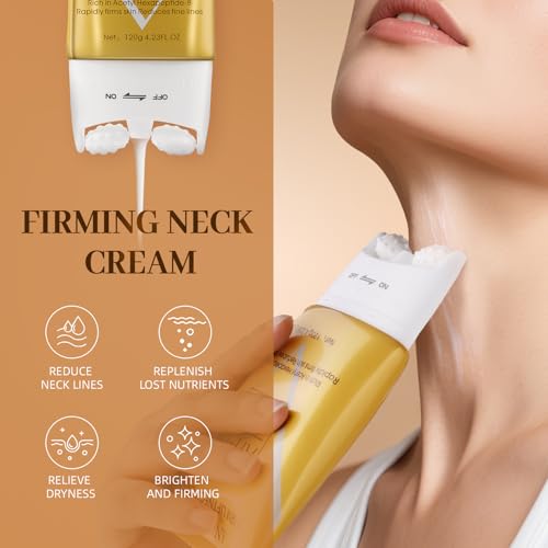 AH-8 Firming Neck Cream & Eye Cream Bundle, Electric Massage Eye Cream for Dark Circle, Neck Cream for Firm and Smooth of Fine Lines, Deep Moisturizing Skincare, Tightening & Revitalizing