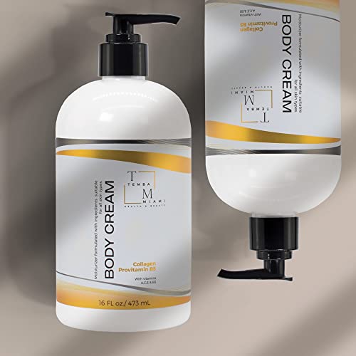 BODY & HAND CREAM Moisturizer, ANTI-AGING Body Cream, Non Greasy For ALL SKIN TYPES, With COLLAGEN & SHEA BUTTER, White, 16 Oz.