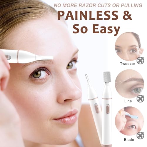 Eyebrow Trimmer Razor for Women - Electric Eye Brow Trim Shaver - Painless Brow Trimming Rechargeable Facial Hair Removal for Eyebrows Chin Peach Fuzz Lips Ear Face Neckline with Comb