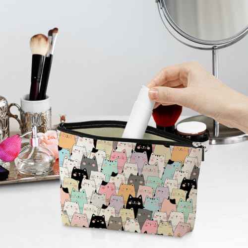 Cute Cats Makeup Bag Cat Gifts Cat Lover Gifts for Women Cats Stuff Decor Kawaii Animal Christmas Birthday Gifts for Women Animal Pet Owner Girl Daughter Best Friend Her Sister Travel Toiletry Bag