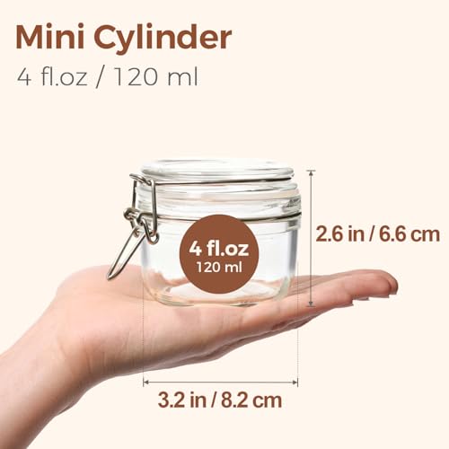 ComSaf 4 oz Mason Glass Jars with Airtight Lids - 6 Pack