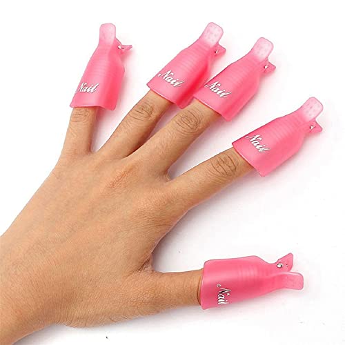 Pink Nail Polish Remover Wrap Clips - Reusable Acrylic Soak Off Caps for UV Gel & Nail Art