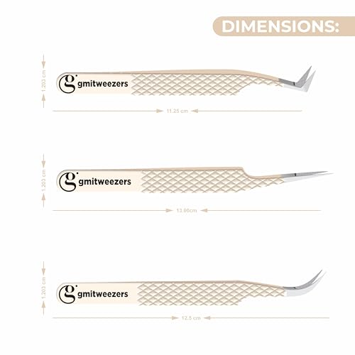 Fiber Tip Lash Tweezers- Pack of 3 Eyelash Extension Tweezers Professional- Lash Tweezers. (Light Nude)