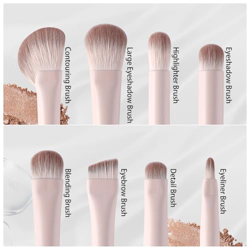 8-Piece Eye Makeup Brush Set with Eyeshadow, Blending & Eyeliner Brushes