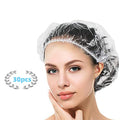 Disposable Shower Caps for Women - Clear Waterproof 32 Count - Thick Plastic, Travel & Hotel Use