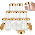 12 Pack 8 oz Clear Plastic Jars with Gold Lids