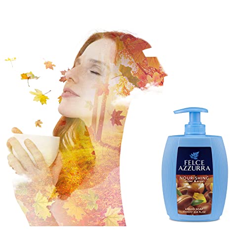 Felce Azzurra Amber And Argan - Nourishing Essence Liquid Soap - Formula Rich In Argan Extract - Gently Cleanses The Skin - Respects Its Natural Balance - Suitable For Hands And Face - 10.14 Oz