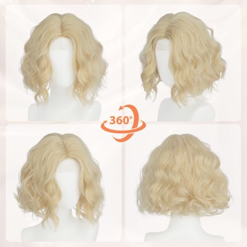 Haloo Blonde Bob Wig Lace Front Short Wavy 11 Inch