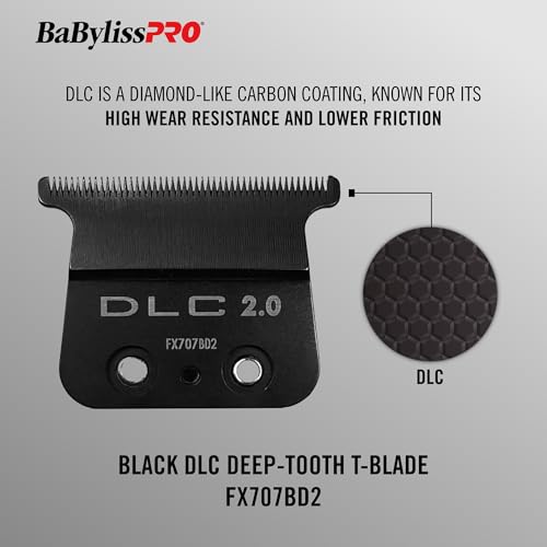 BaBylissPRO Barberology Deep Tooth DLC 2 Replacement Blade for Outlining Hair Trimmers (FX707BD2), Black