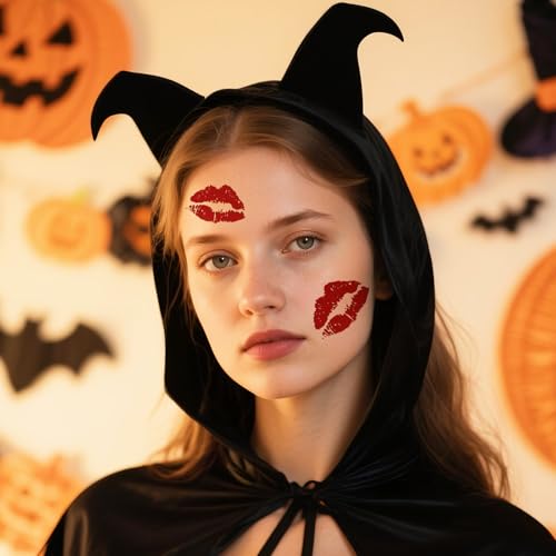 Red Lip Temporary Tattoo Stickers, 10 Sheets Waterproof Self-Adhesive