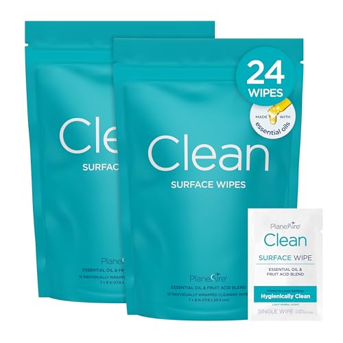 Travel Cleaning Wipes - Plant-Based Surface Care, 2 Pack