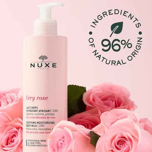 Nuxe Very Rose Soothing Moisturizing Body Milk. 24-Hour Hydration, with Rose Oil Extract & Shea Butter, 13.5 Fl Oz