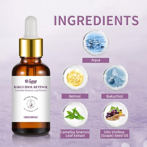 Bakuchiol Retinol Serum, 2 PCS Retinol Rejuvenation Serum for Anti Aging & Reduce Wrinkles, Fine Lines & Sagging, Moisturising Skin, 2.02 fl.oz