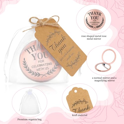 Tatuo 24 Set Thank You for Celebrating with Us Compact Mirror Bulk for Women Appreciation Gifts Bridal Shower Favors for Guests Valentine Galentine's Day Bachelorette Wedding Party Souvenir