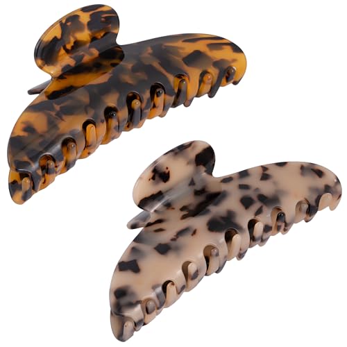 Fiwnpow 2PCS 5-Inch Premium Acetate Hair Claw Clips for Women