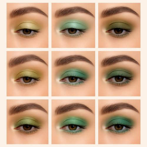 16-Color Green Eyeshadow Palette – Matte & Metallic