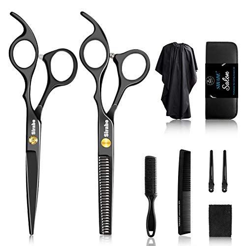 Sirabe 10 PCS Professional Hair Cutting Scissors Set with Thinning Shears