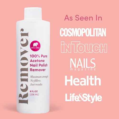 Ella+Mila 100% Acetone Nail Polish Remover - Pure Acetone Fingernail Polish Remover for Removal of Glue, Gel, Acrylic - 8oz