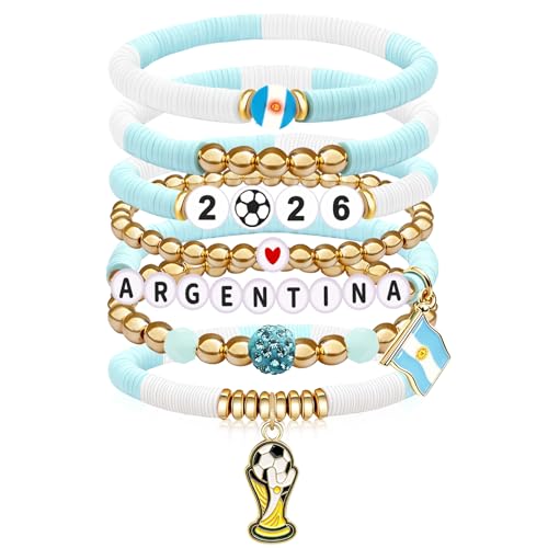 NovaStl Soccer Beaded Charm Bracelets 7-Pack - Game Day & Team Spirit Accessories