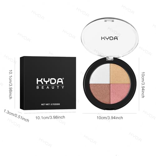 KYDA 4-in-1 Face & Eye Makeup Palette with Highlighter, Blush & Shimmer