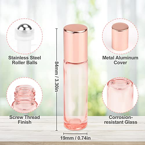 20Pcs 10ml Pink Essential Oil Roller Bottles with Steel Ball
