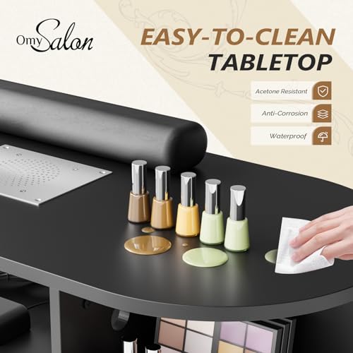 OmySalon Electric Nail Desk with Dust Collector & Storage