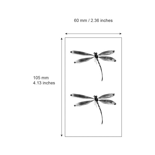 Dragonfly Temporary Tattoo Sticker Waterproof Insects Adult Men Women Hand Arm Shoulders Body Art 10.5X6cm Set of 12 (SF269)