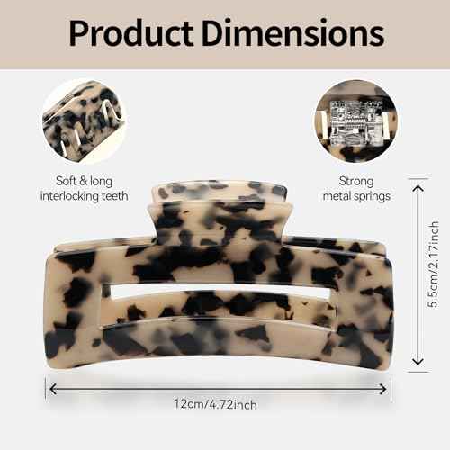 Large Hair Claws Clips, Hair Clips for Women, Acetate Claw Clips Hold Non-Slip, 4.33¡°Jaw Clip Big Barrettes Stylish Hair Accessories for Thick/Nomal/Thin Curly Hair, 2Pack (Black Brown)